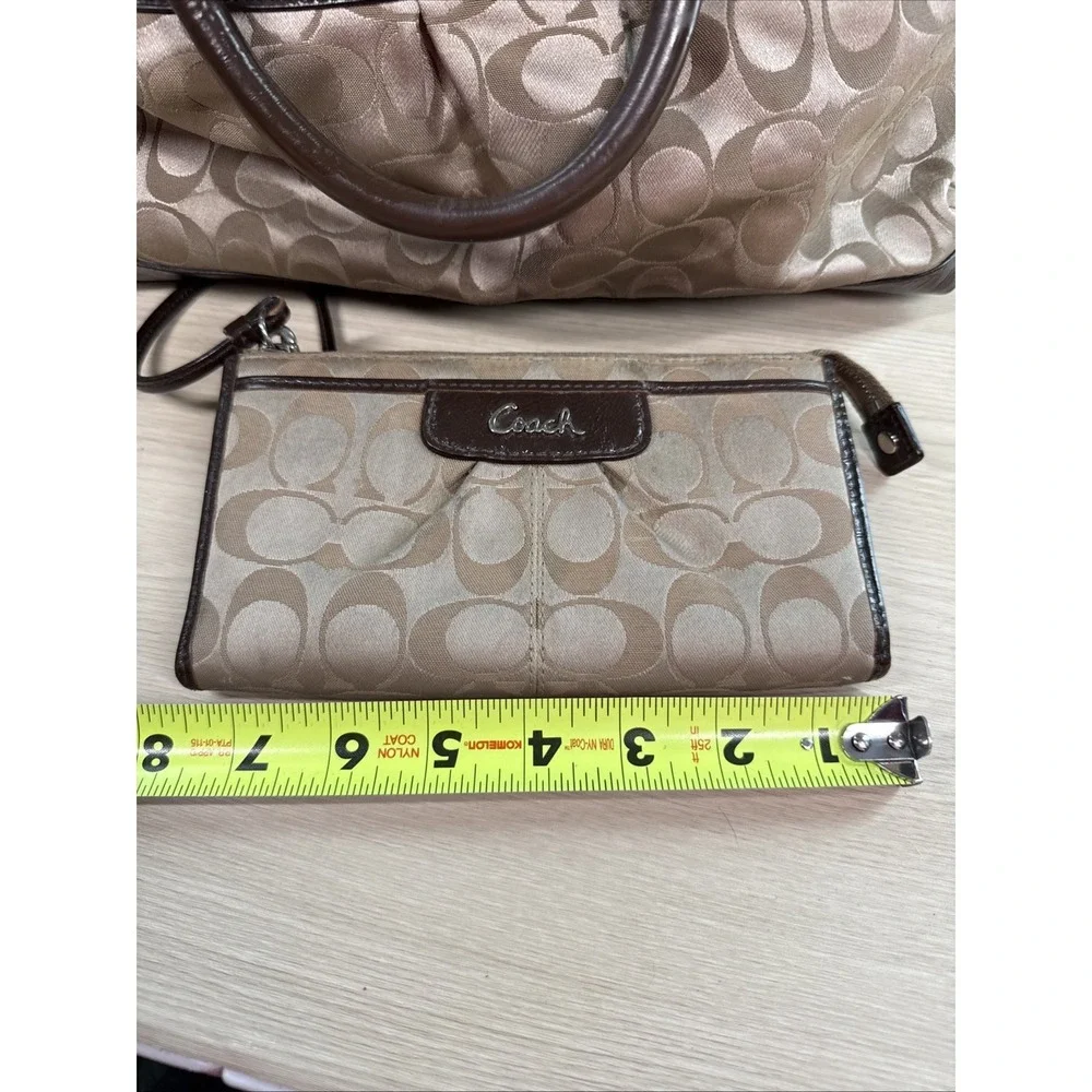 Coach Signature Sateen Ashley Satchel Bag with‎ Matching Wallet F15440 Tan Brown